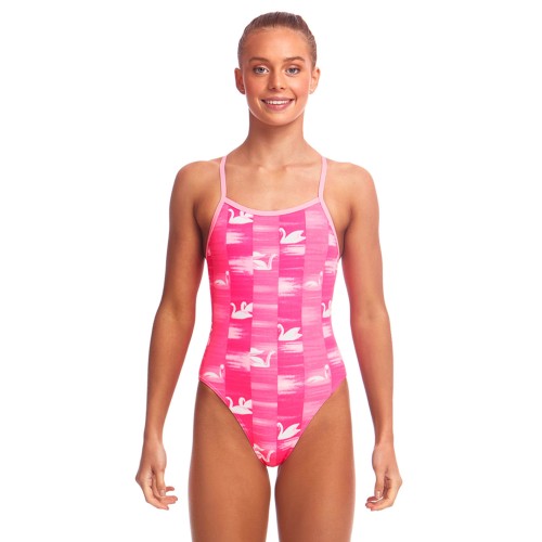Funkita Girl's Swimwear Single Strap SWAN LAKE Pink